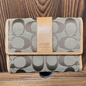COACH Vintage Signature Canvas &Leather Wallet Brown and Tan